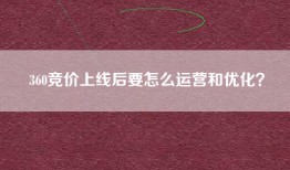 360竞价上线后要怎么运营和优化？