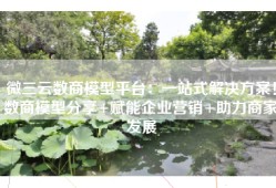 微三云数商模型平台：一站式解决方案！数商模型分享+赋能企业营销+助力商家发展