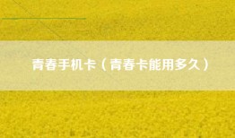 青春手机卡（青春卡能用多久）