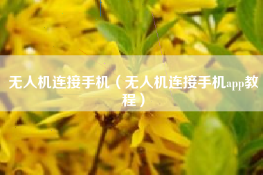 无人机连接手机（无人机连接手机app教程）
